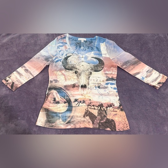 Rebecca Malone Multicolor Graphic Blouse - Picture 1 of 2